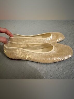Vince Champagne Sequin Ballet Flats